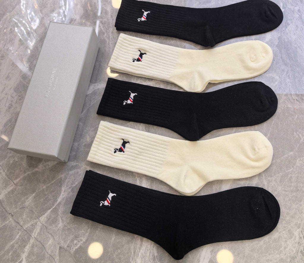 Thom Browne Signature Stripe Details Crew Socks - 5-Pair Set