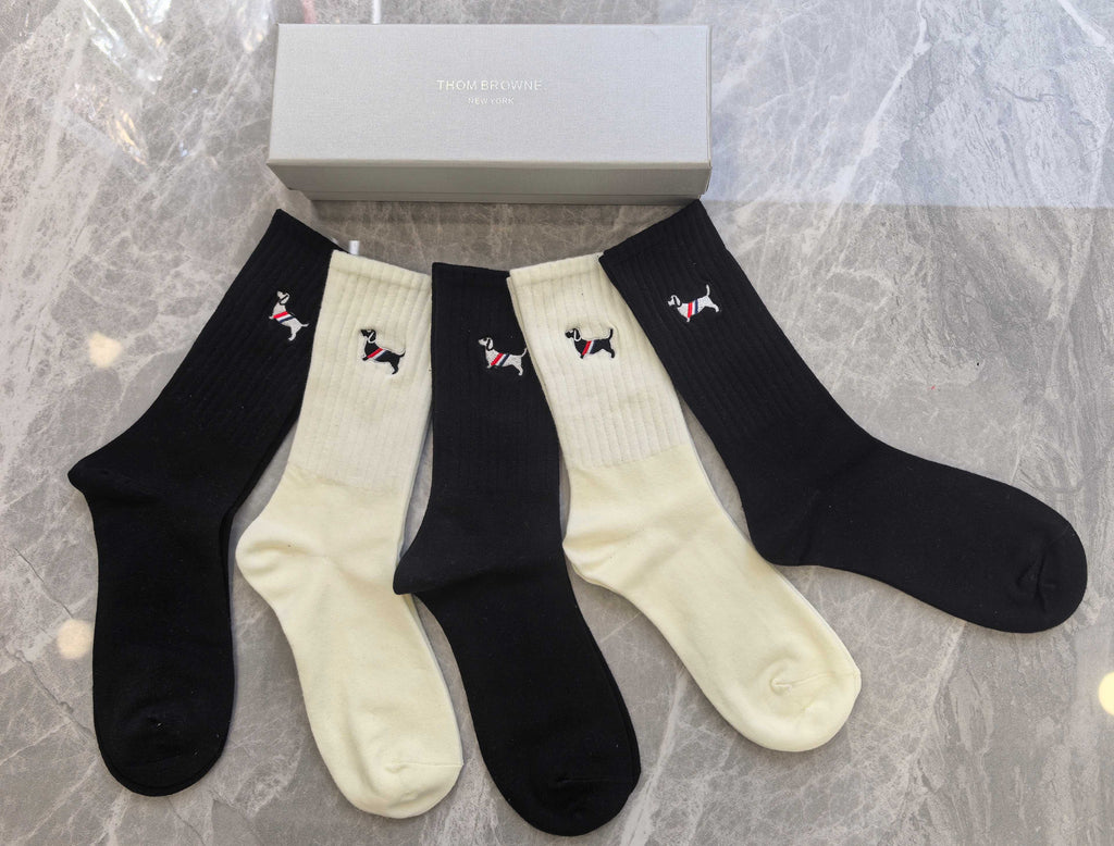 Thom Browne Signature Stripe Details Crew Socks - 5-Pair Set