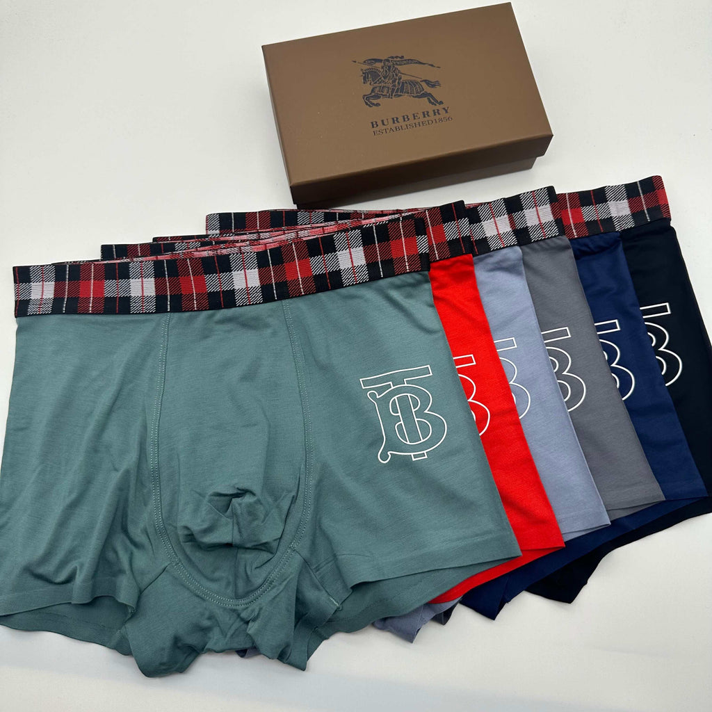 Burberry Blue, Grey, Green & Red Men's Boxer Briefs - 3-Piece Box