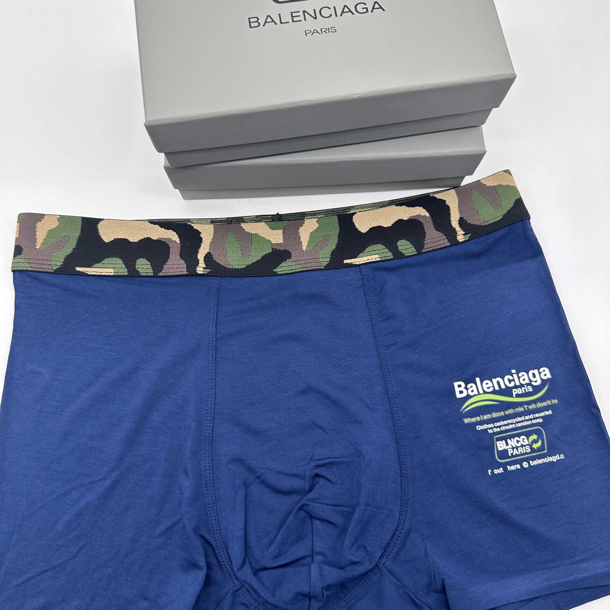 Balenciaga Navy & Grey Men's Boxer Briefs - 3-Piece Box