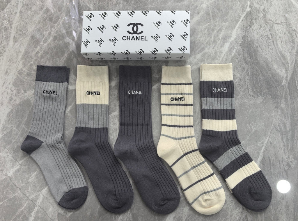 Chanel Cotton Short Socks - 5-Pair Pack