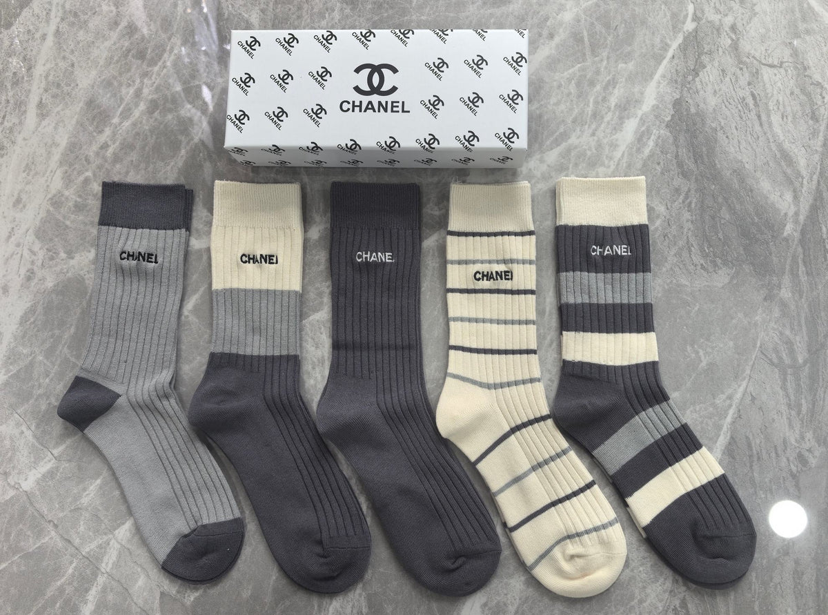 Chanel Cotton Short Socks - 5-Pair Pack