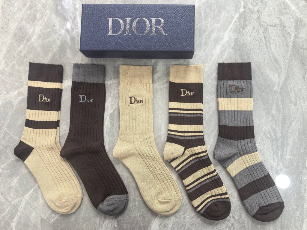 Dior Cotton Short Socks - 5-Pair Pack
