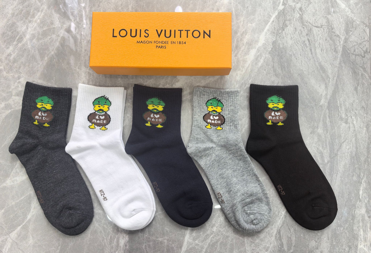 Louis Vuitton Cotton Crew Socks - 5-Pair Pack