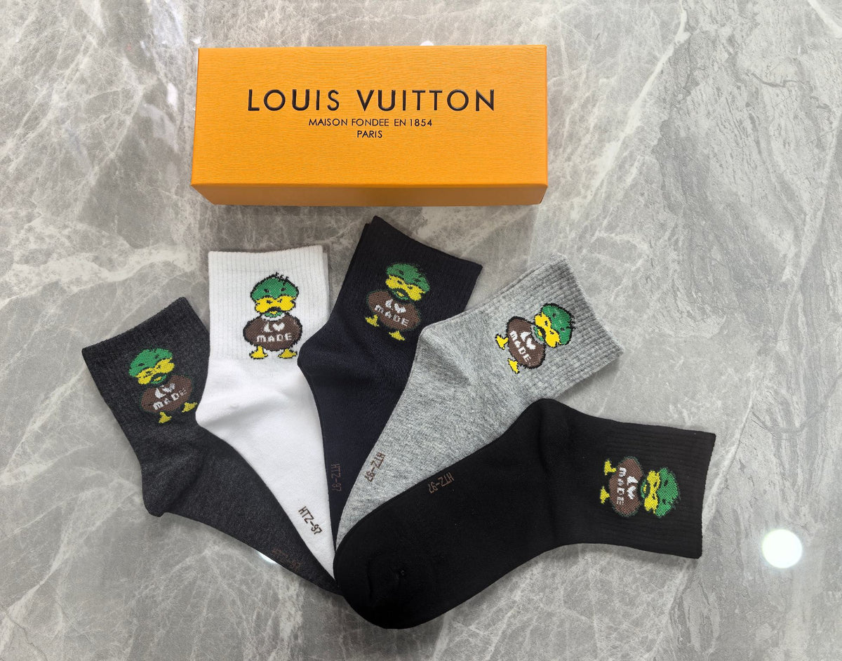 Louis Vuitton Cotton Crew Socks - 5-Pair Pack