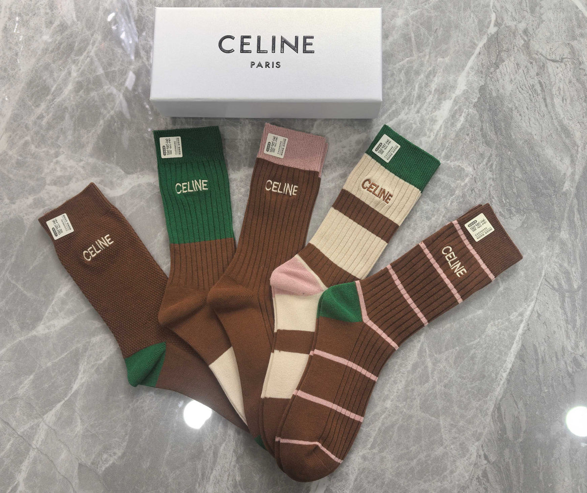 Celine Cotton Short Socks - 5-Pair Pack
