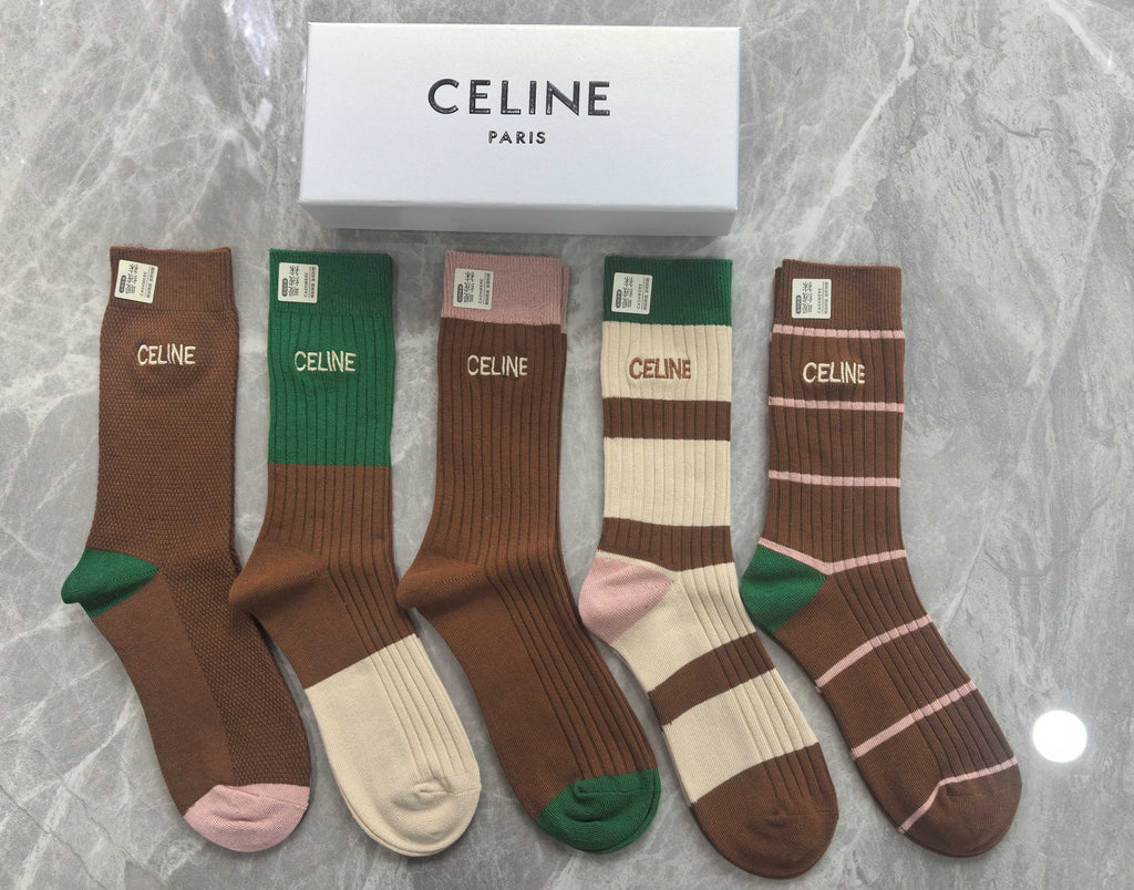 Celine Cotton Short Socks - 5-Pair Pack