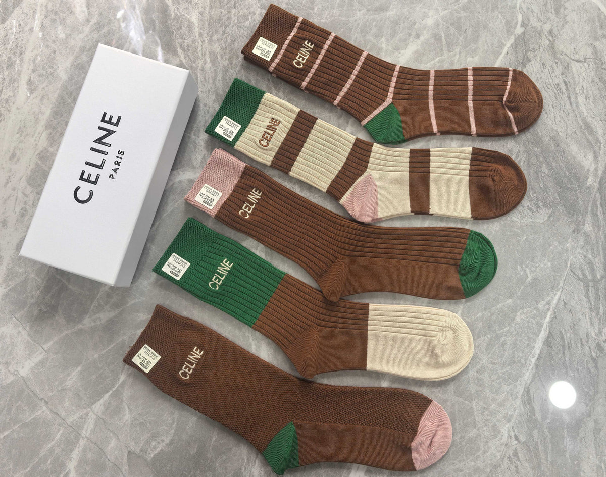 Celine Cotton Short Socks - 5-Pair Pack