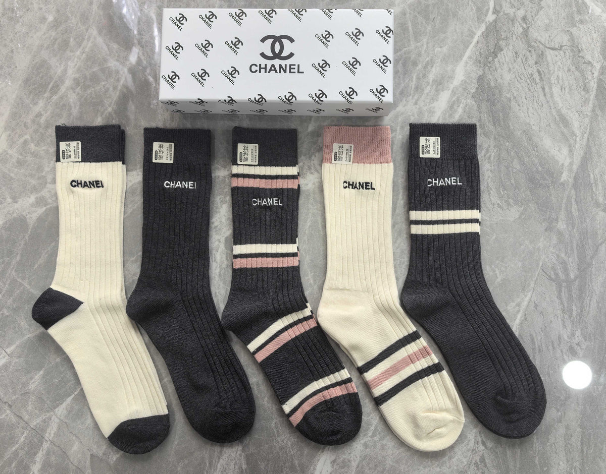 Chanel Cotton Short Socks - 5-Pair Pack