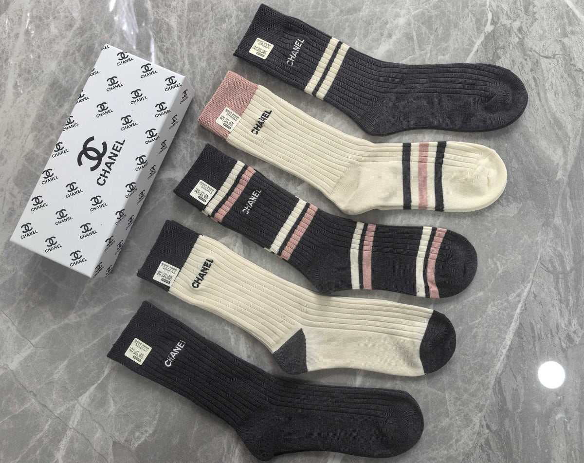Chanel Cotton Short Socks - 5-Pair Pack