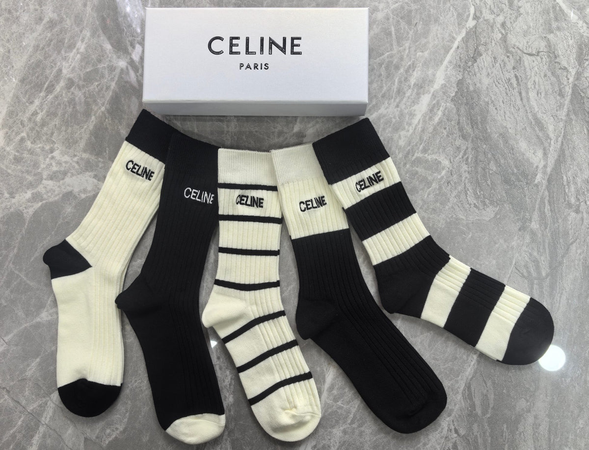 Celine Cotton Short Socks - 5-Pair Pack