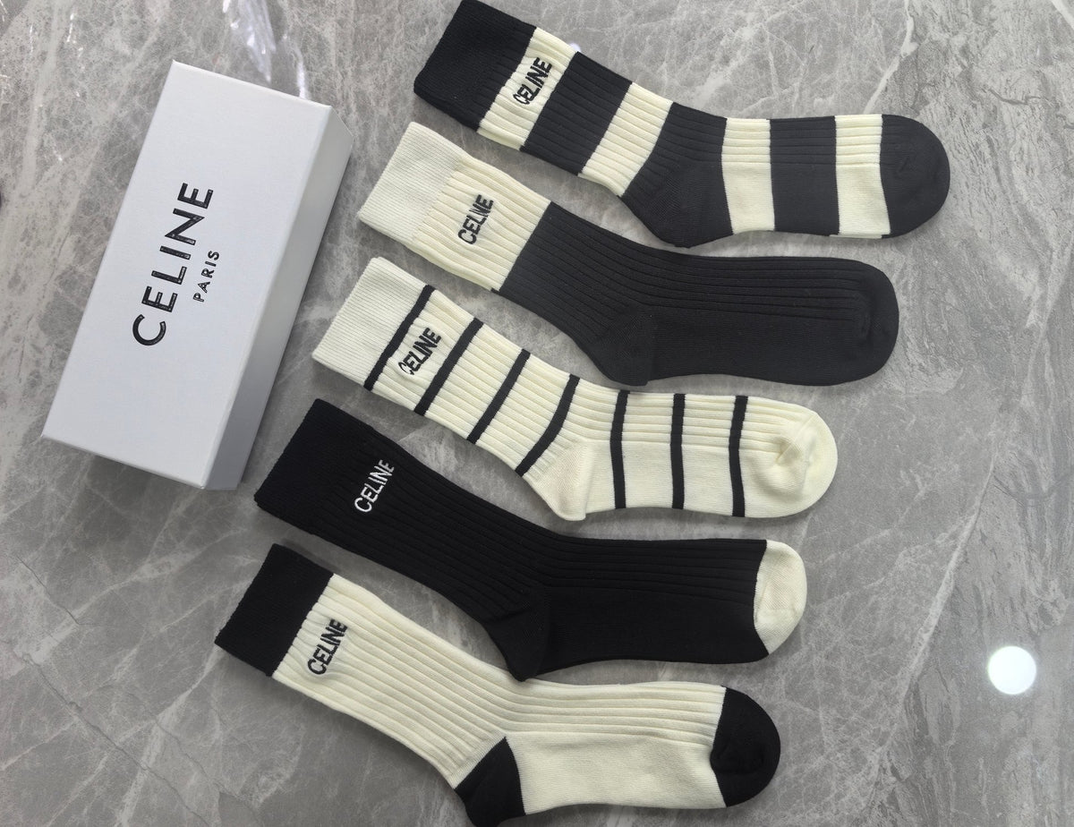 Celine Cotton Short Socks - 5-Pair Pack