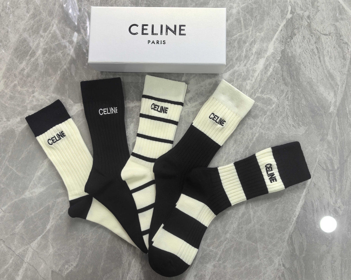 Celine Cotton Short Socks - 5-Pair Pack