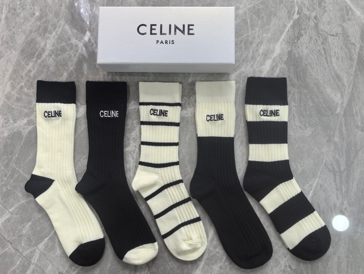 Celine Cotton Short Socks - 5-Pair Pack