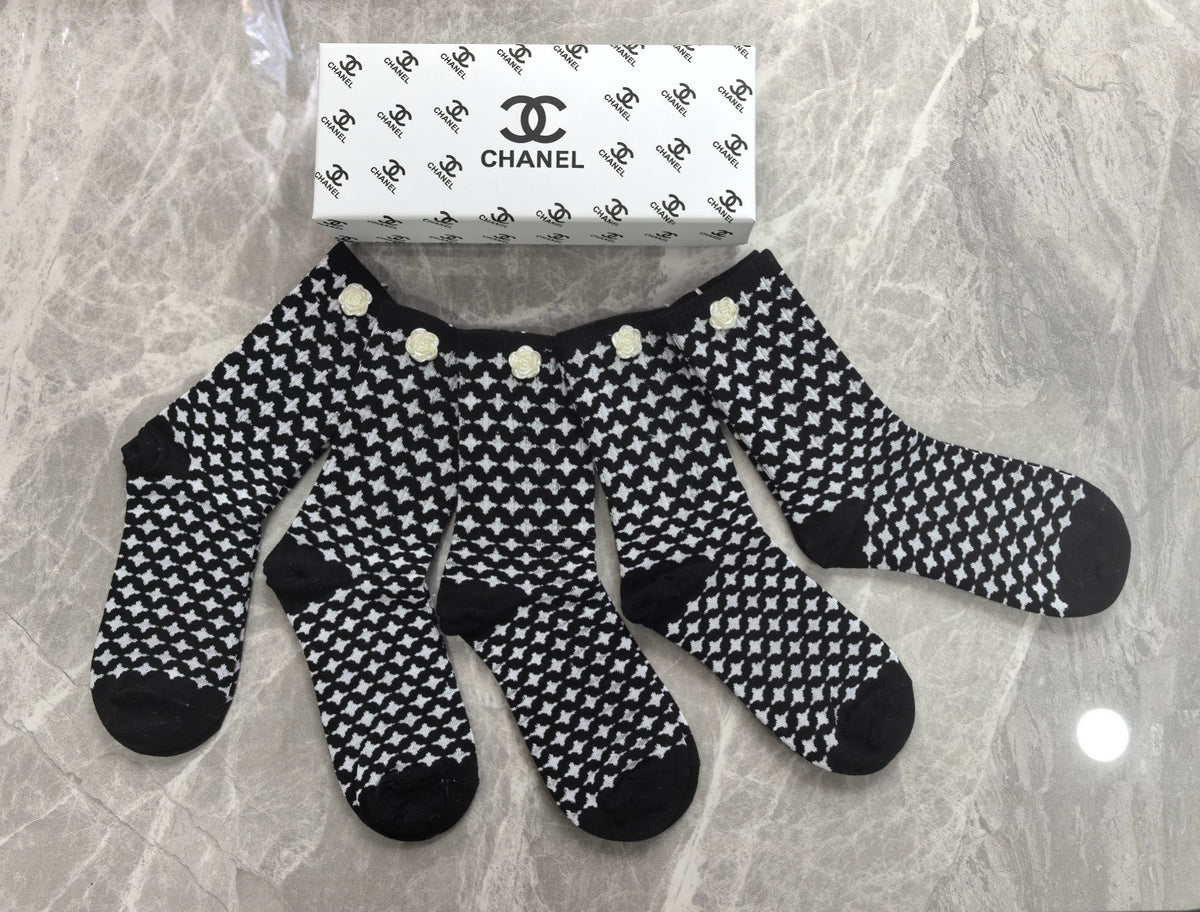 Chanel Cotton Short Socks - 5-Pair Pack