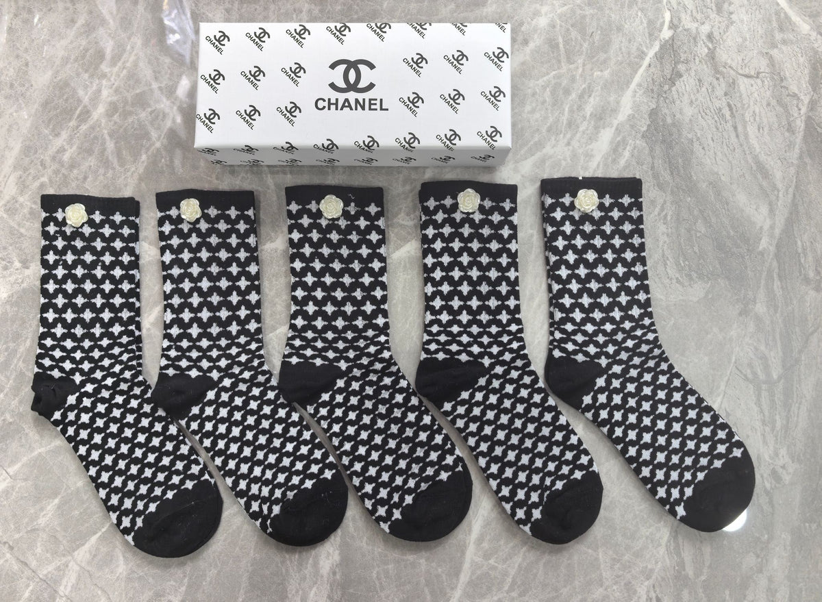 Chanel Cotton Short Socks - 5-Pair Pack