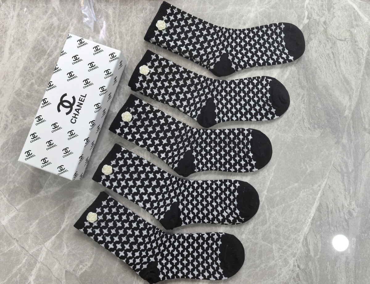 Chanel Cotton Short Socks - 5-Pair Pack