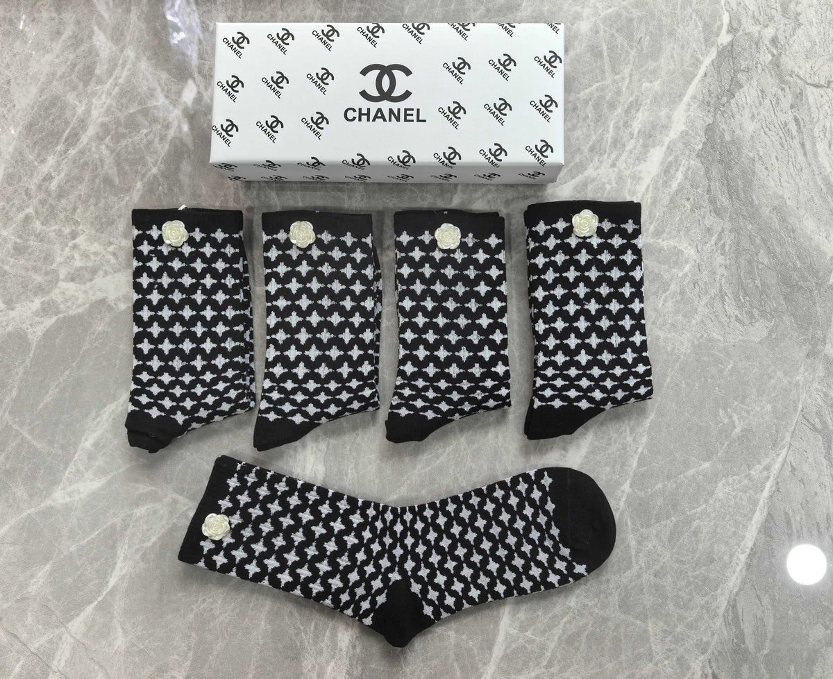 Chanel Cotton Short Socks - 5-Pair Pack