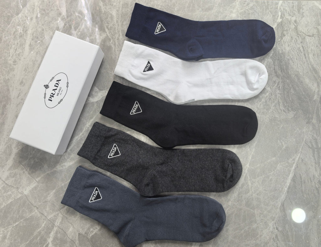 Prada Cotton Crew Socks - 5-Pair Pack