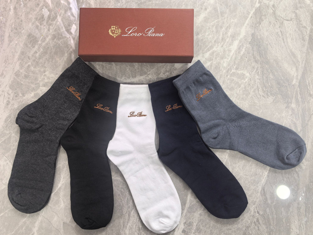 Loro Piana Pastel Colour Tonal Waistbands Crew Socks - 5-Pair Set