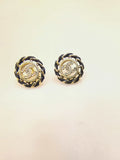 black brass hollow Stud Earrings for women - product detail view
