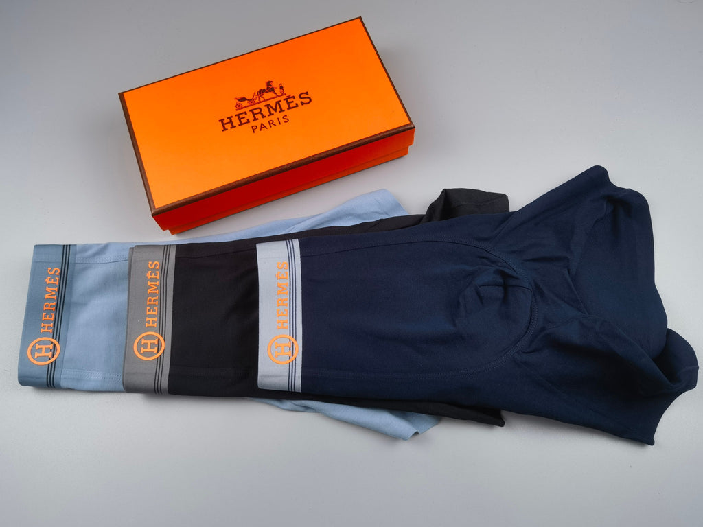 Hermes Cotton Men's Boxer Briefs - 3-Piece Box