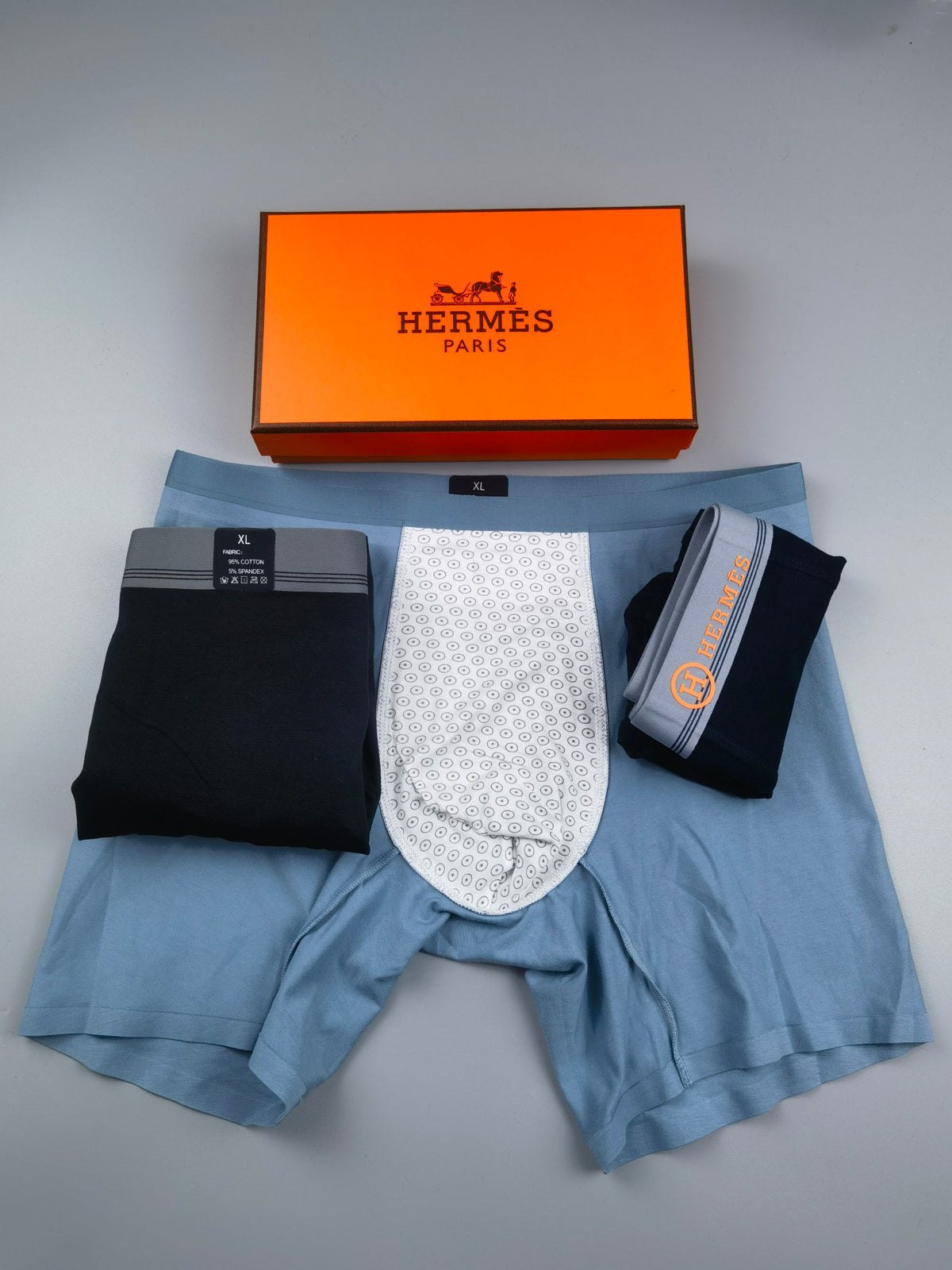 Hermes Cotton Men's Boxer Briefs - 3-Piece Box