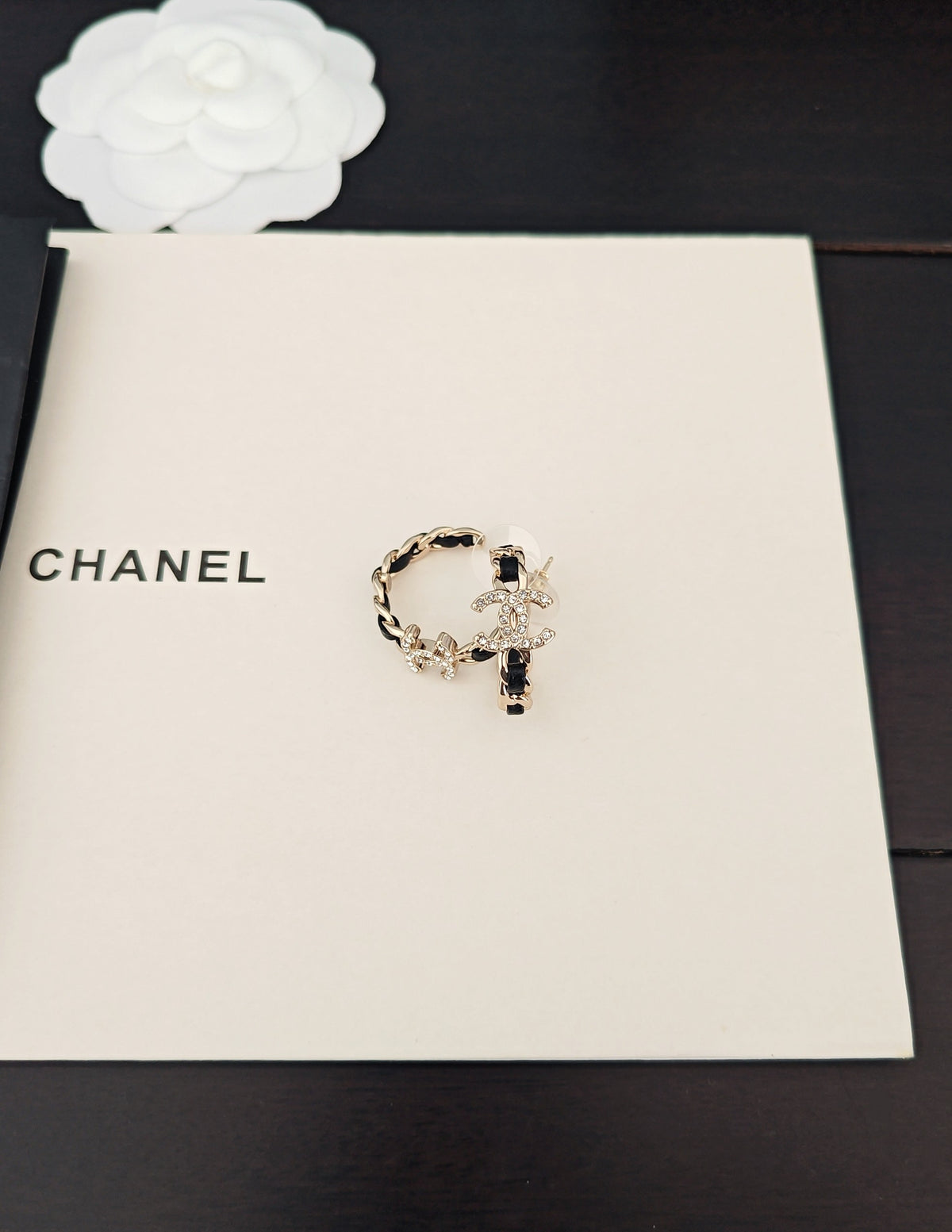 Signature Emblem Jewelry Accessory in Gold-Tone – Black Detail side detail