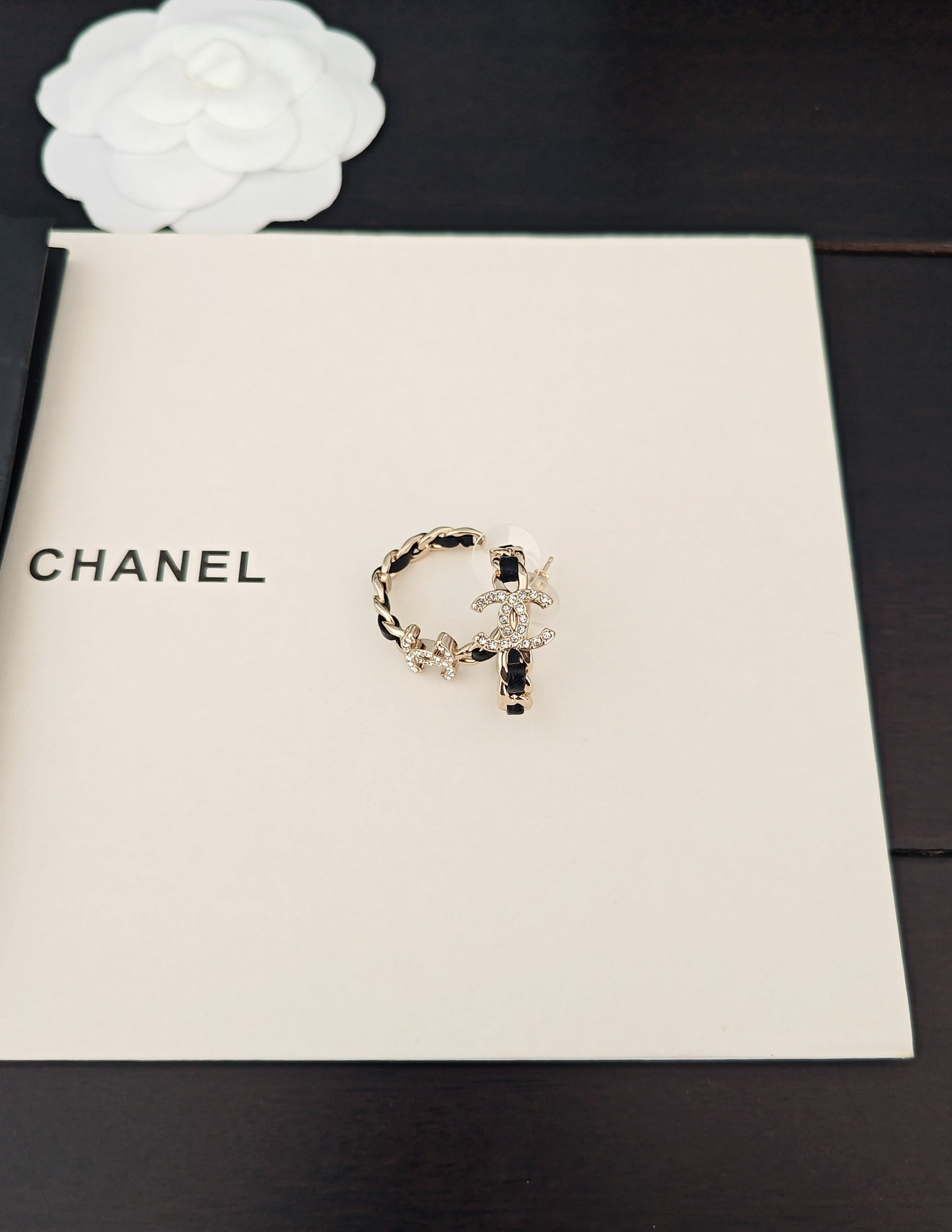 Signature Emblem Jewelry Accessory in Gold-Tone – Black Detail side detail