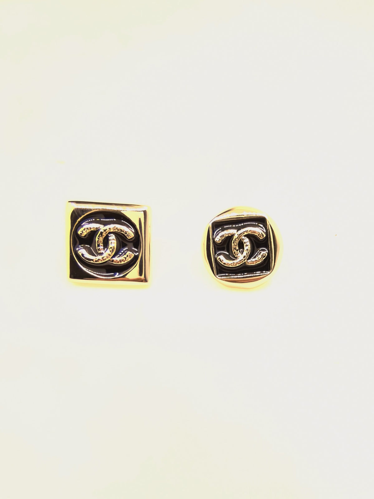 Square Stud Earrings in Gold-Tone – Black Detail main product view