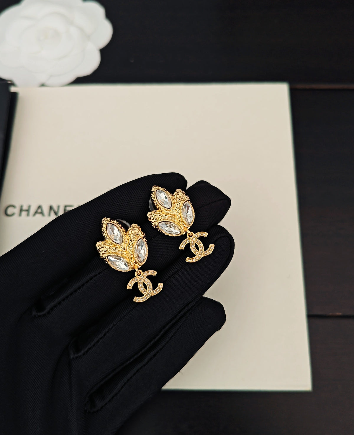 Signature Emblem Crystal-Accent Statement Earrings – Design 011 main product view