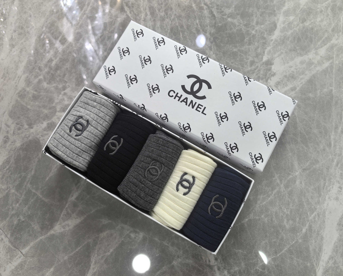 Chanel Cotton Crew Socks - 5-Pair Pack