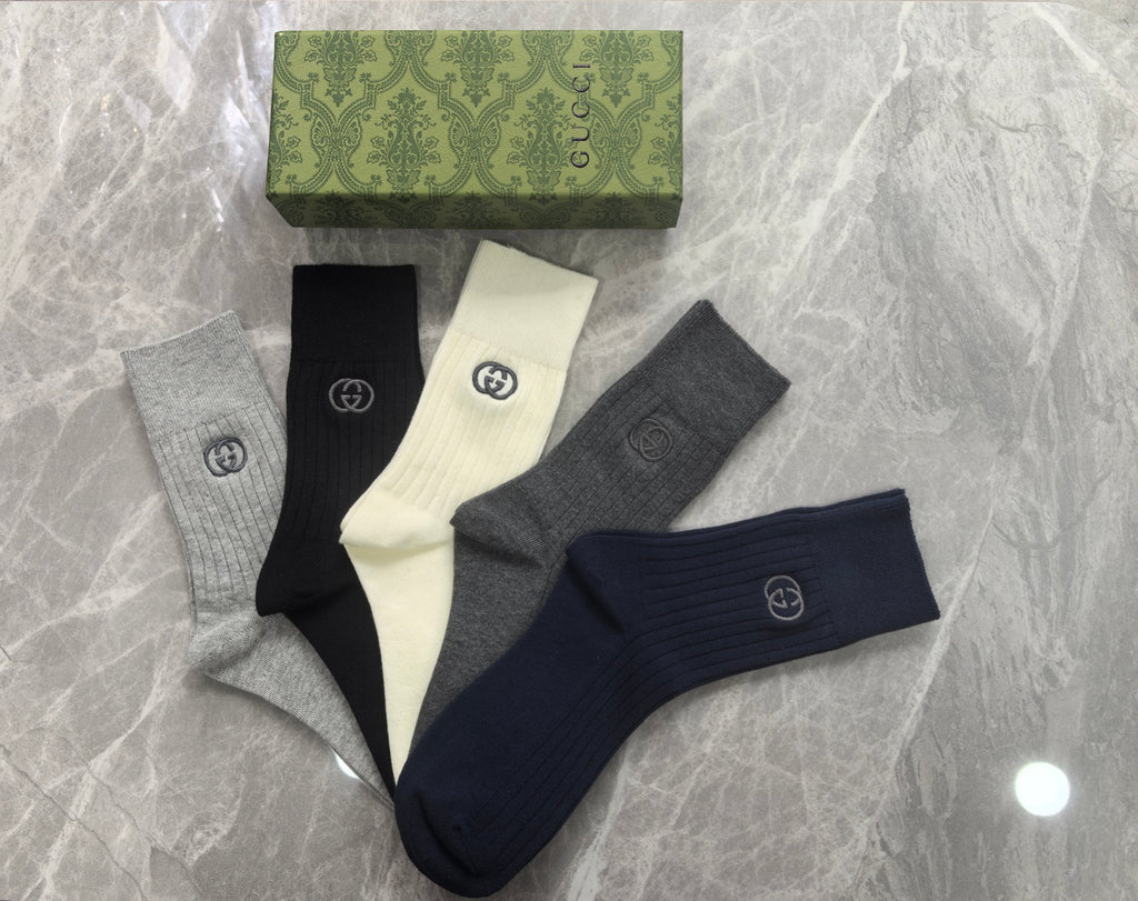 Gucci Cotton Crew Socks - 5-Pair Pack