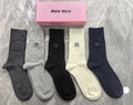 Miu Miu Restrained Wordmarks Crew Socks - 5-Pair Set