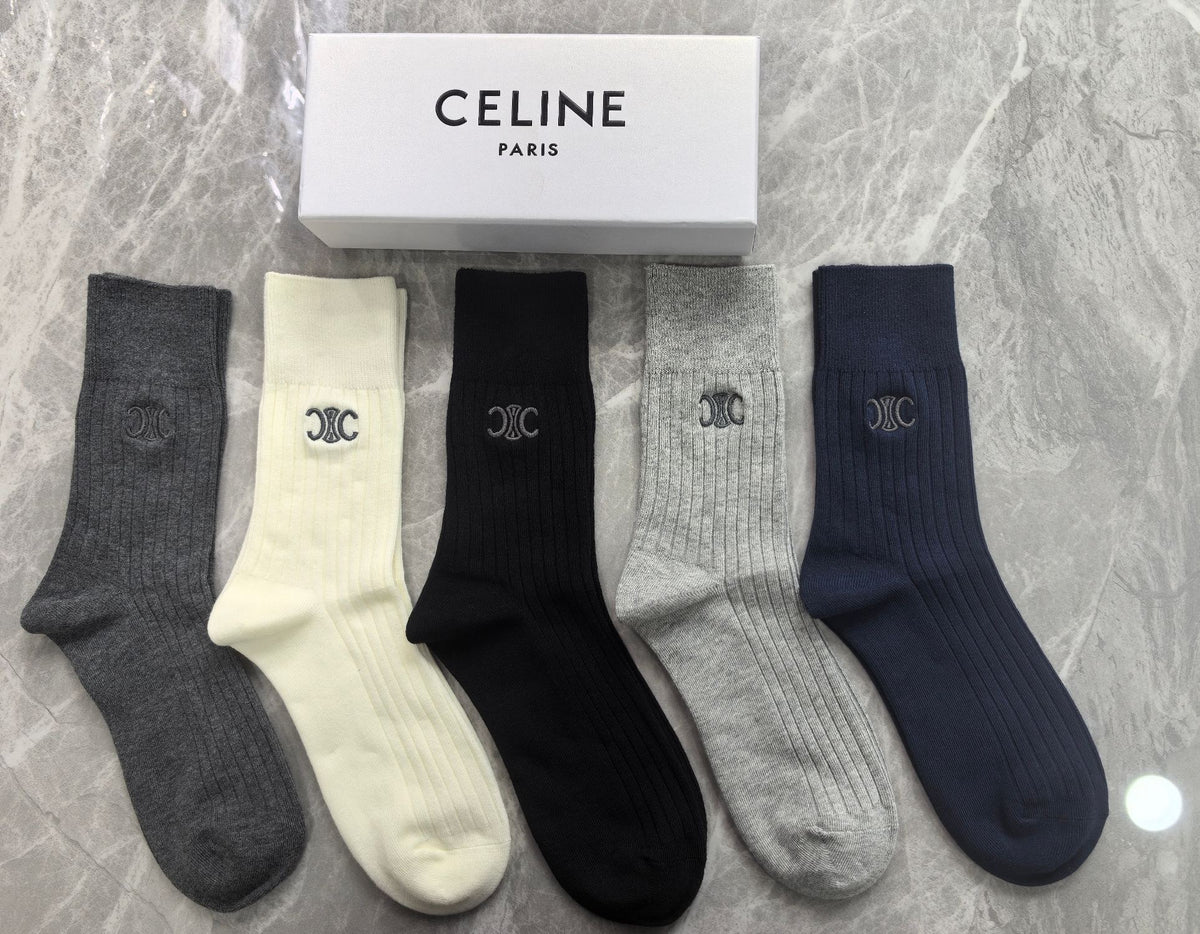 Celine Cotton Crew Socks - 5-Pair Pack