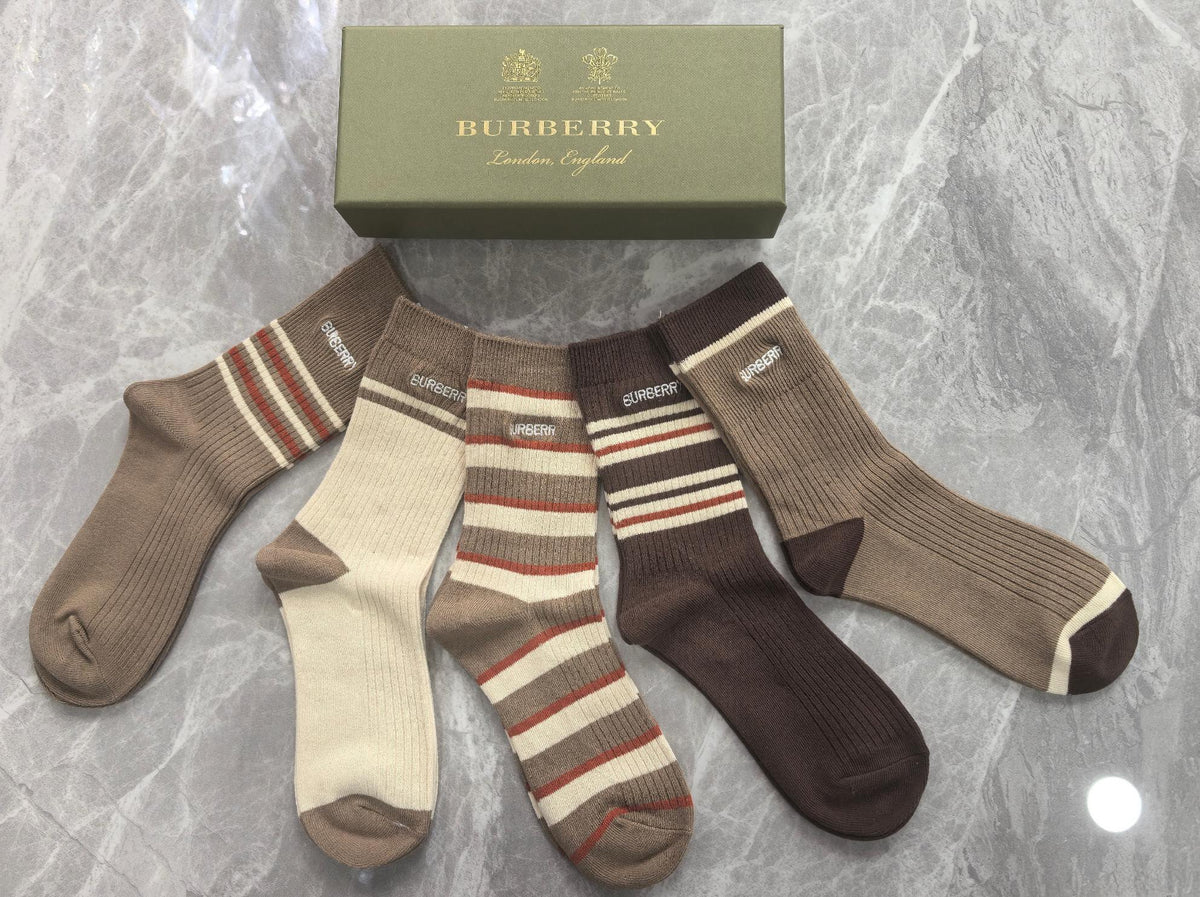 Burberry Cotton Crew Socks - 5-Pair Pack