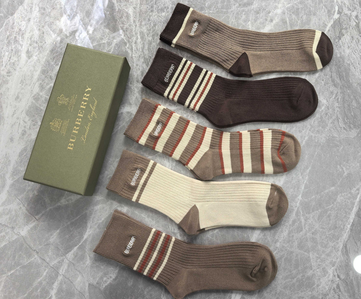 Burberry Cotton Crew Socks - 5-Pair Pack