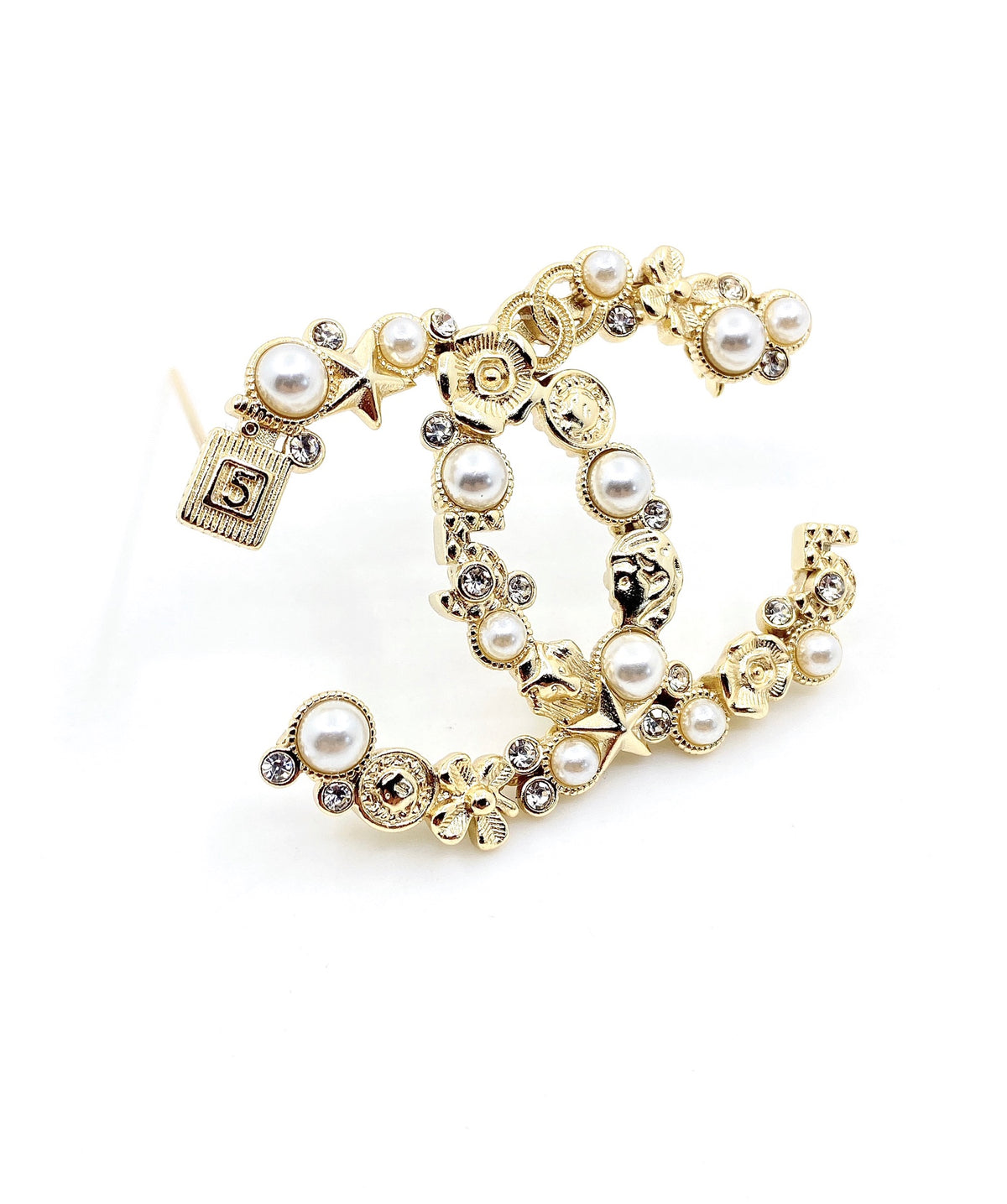 Signature Emblem Brooch in Polished Metal-Tone – Design 019 detail view