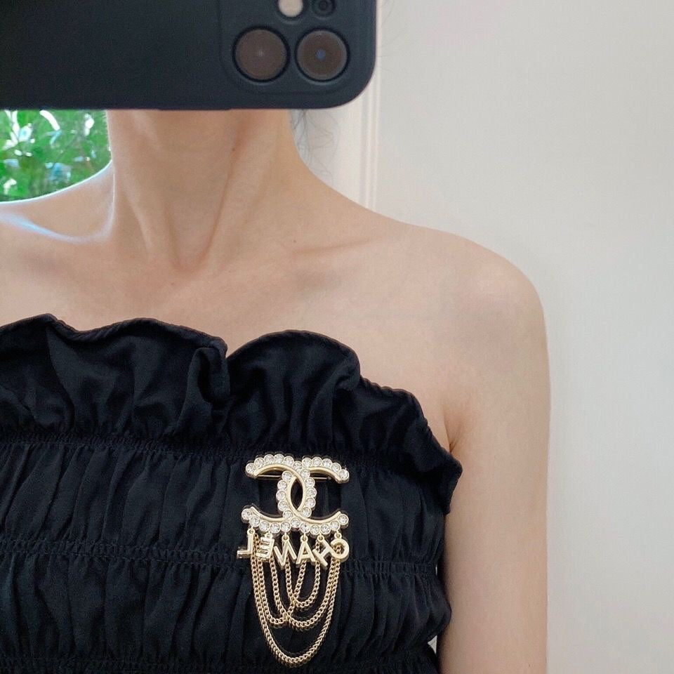 Letter Brooch in Gold-Tone – Design 002 styled product view