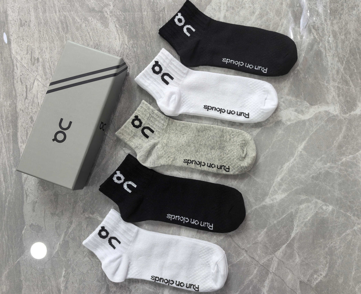 On Tonal Logo Details Ankle Socks - 5-Pair Set