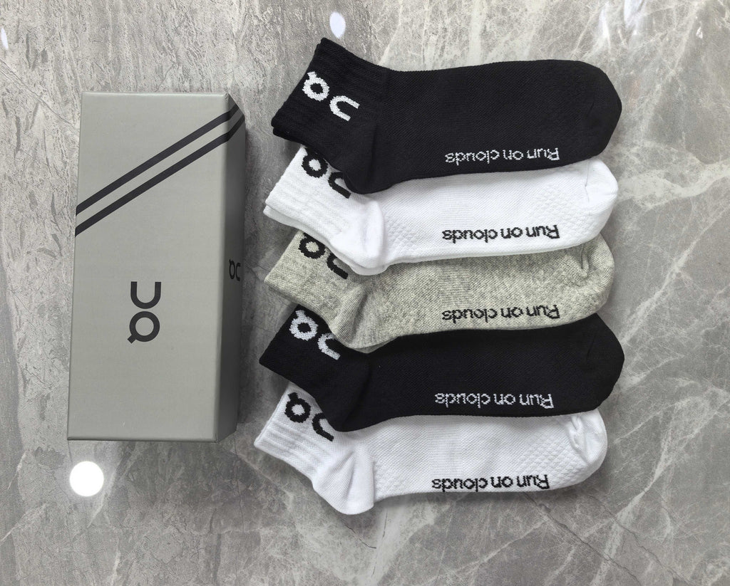 On Clean Performance-Style Logo Details Ankle Socks - 5-Pair Set