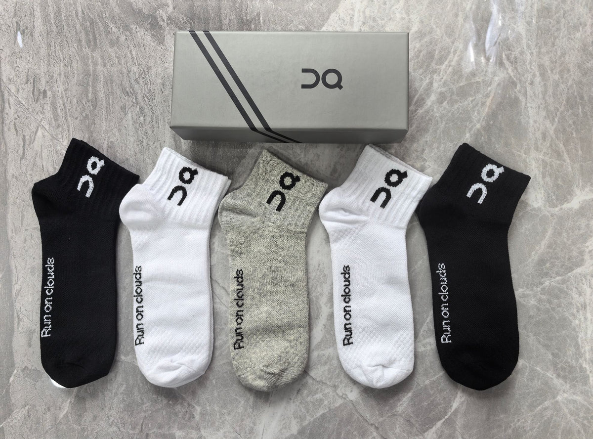 On Clean Performance-Style Logo Details Ankle Socks - 5-Pair Set