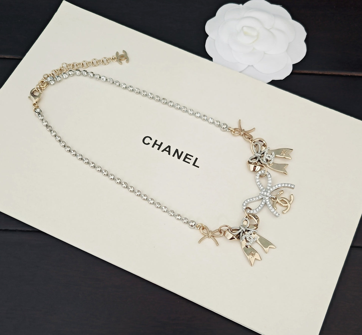 Bow Pendant Necklace in Gold-Tone – Design 001 styled product view