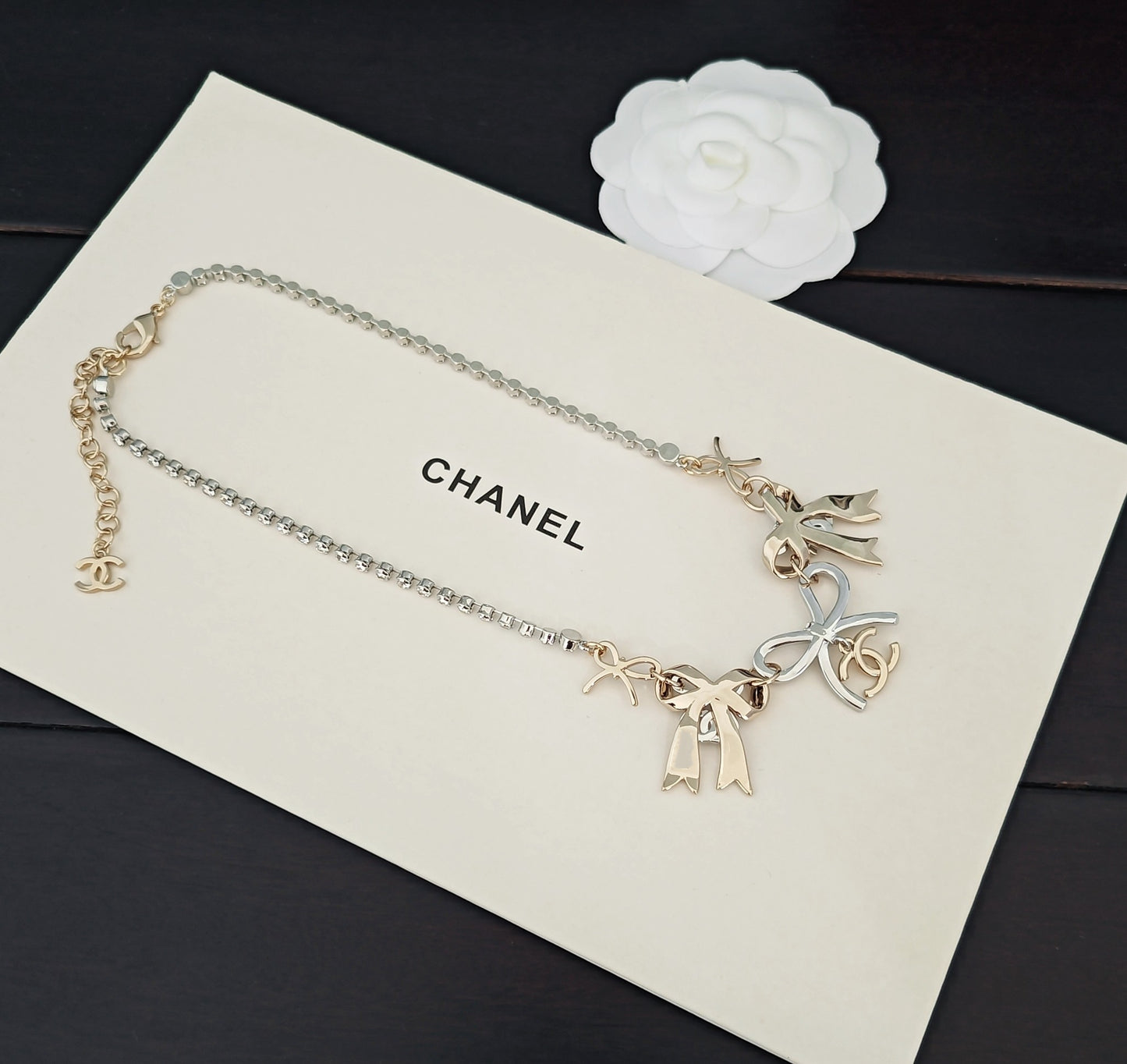 Bow Pendant Necklace in Gold-Tone – Design 007 styled product view