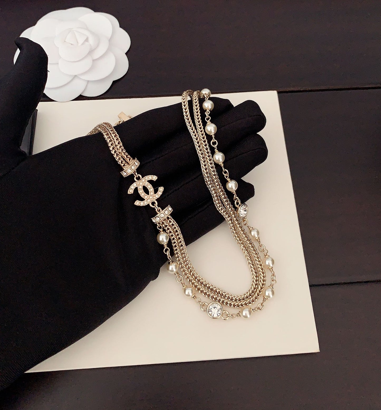 Bow Pendant Necklace in Gold-Tone – Design 003 detail view