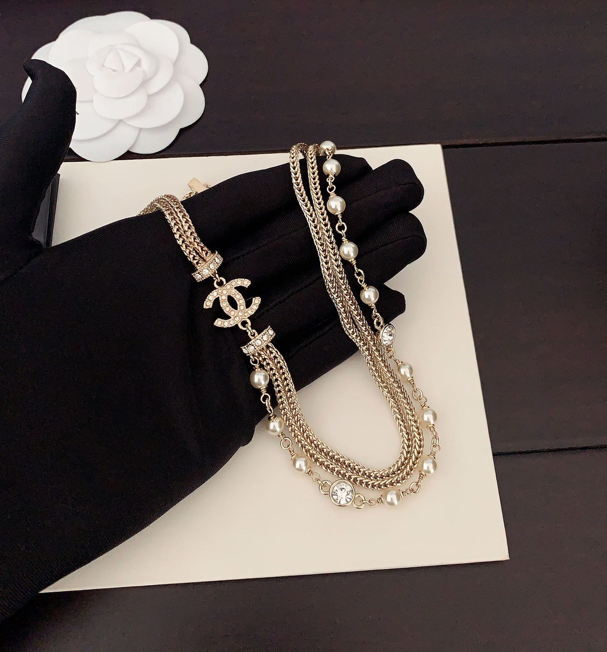 Bow Pendant Necklace in Gold-Tone – Design 003 detail view