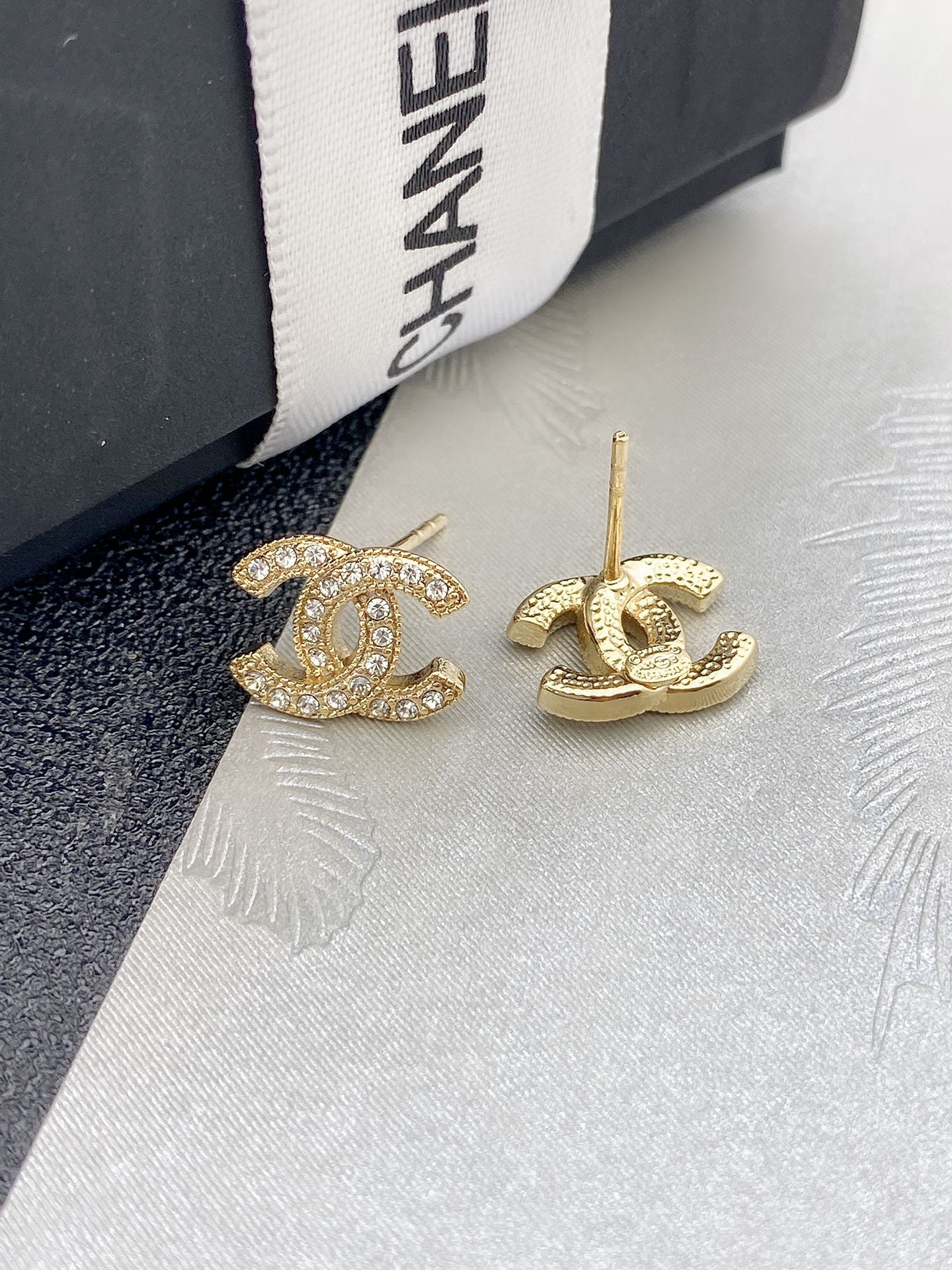 Signature Emblem Stud Earrings in Gold-Tone – Design 057 styled product view