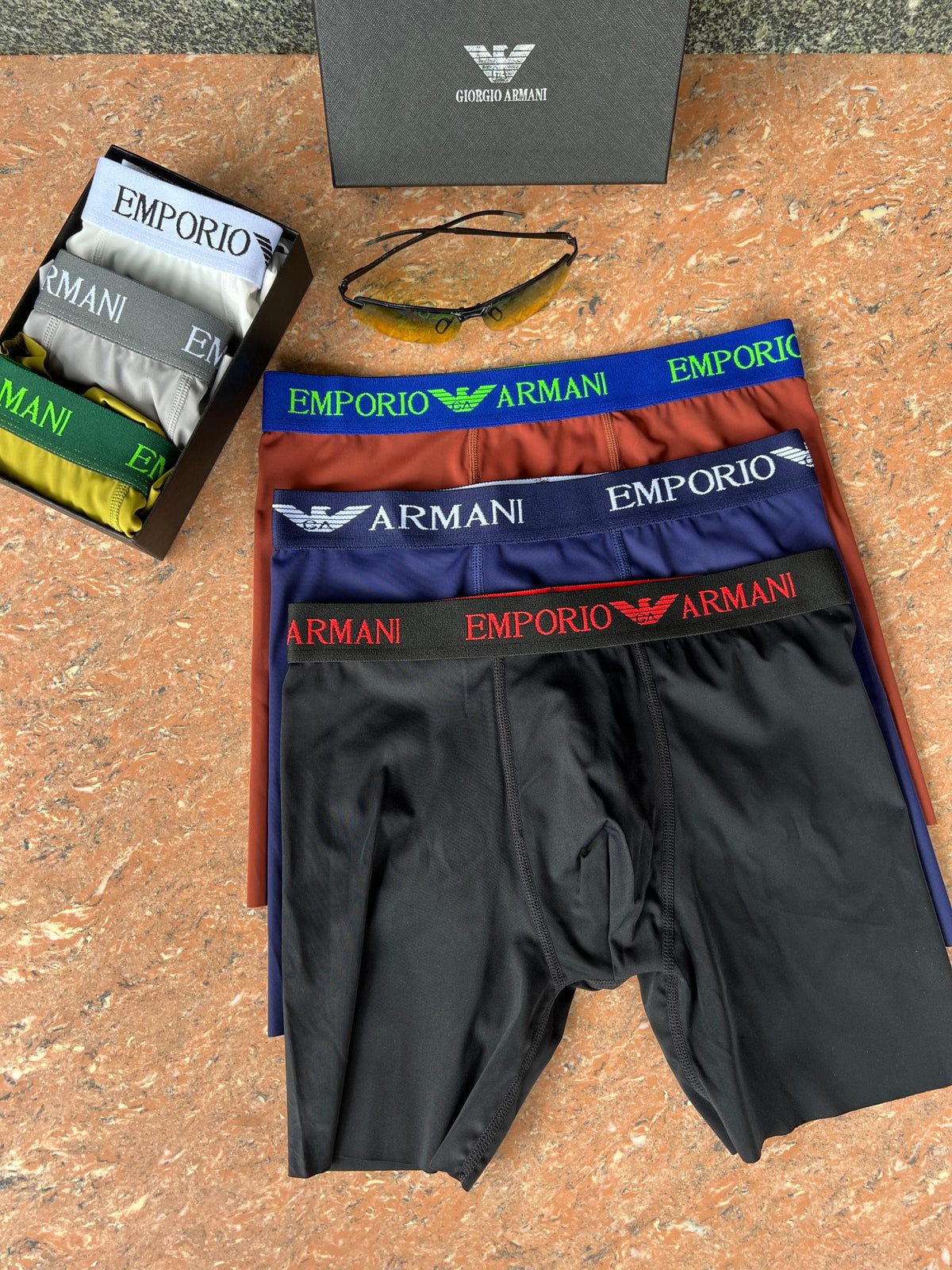 Armani Visible Branded Waistband Or Emblem Details Men's Boxer Briefs - 3-Piece Box