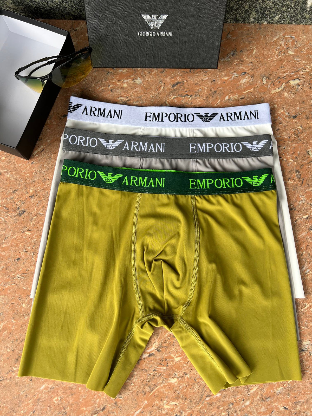 Armani Visible Branded Waistband Or Emblem Details Men's Boxer Briefs - 3-Piece Box