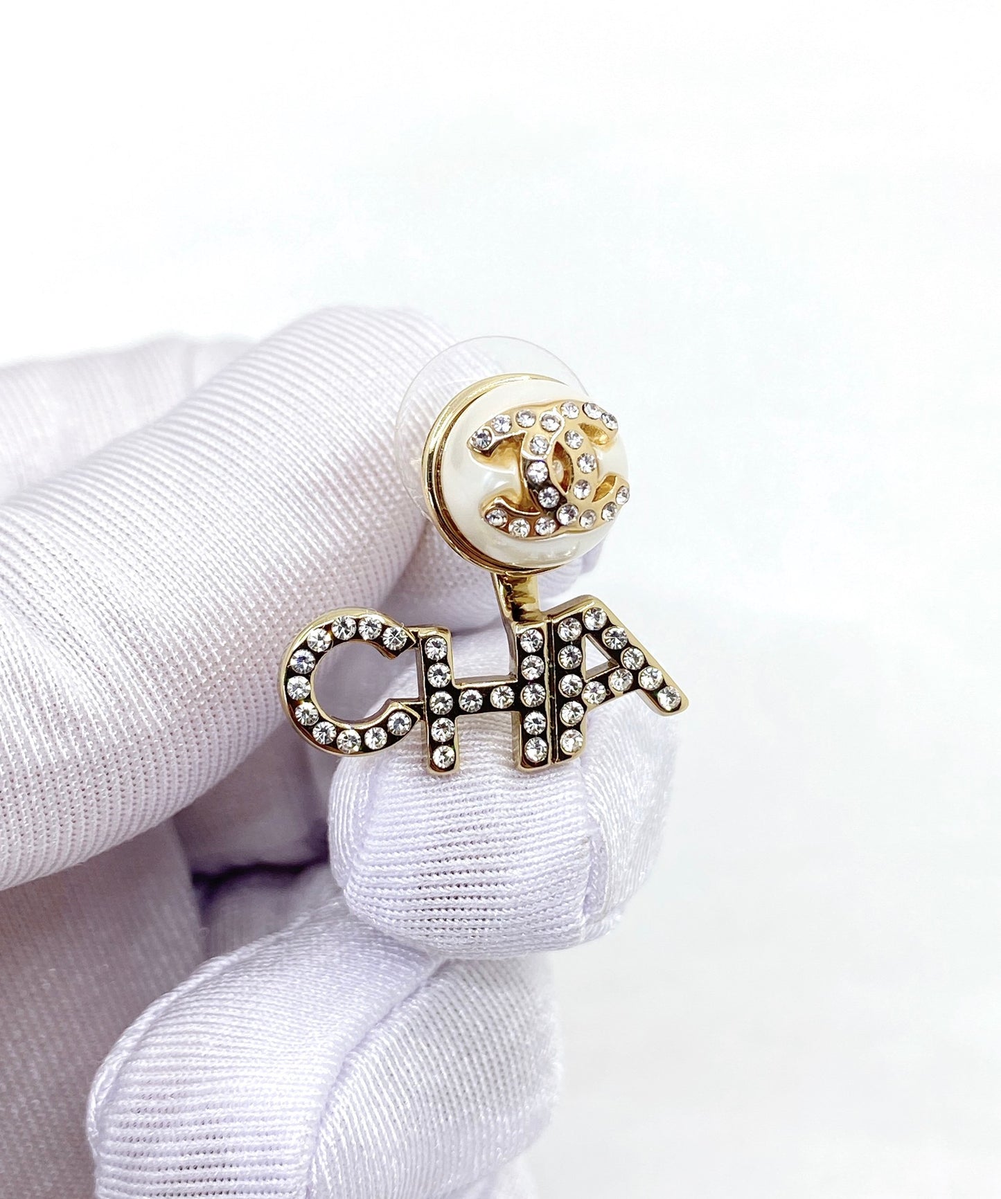 Letter Statement Earrings in Gold-Tone – Design 001 close-up detail